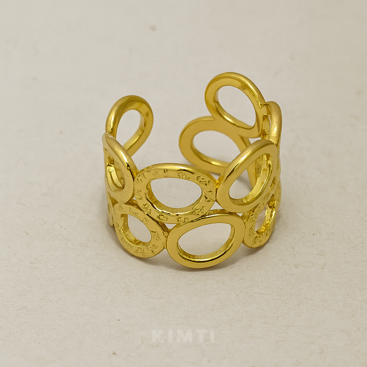 18K Gold Plated Oval Link Statement Ring