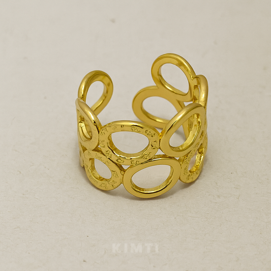 18K Gold Plated Oval Link Statement Ring