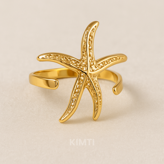 18k Gold Plated Vintage-Inspired Starfish Anti Tarnish Ring