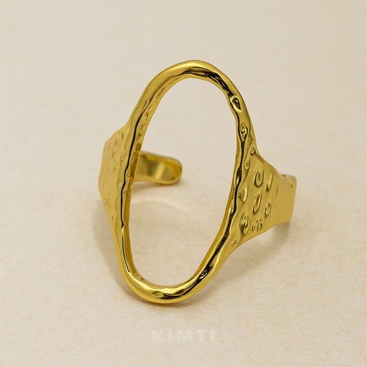 18K Gold Plated Bold Oval Statement Ring