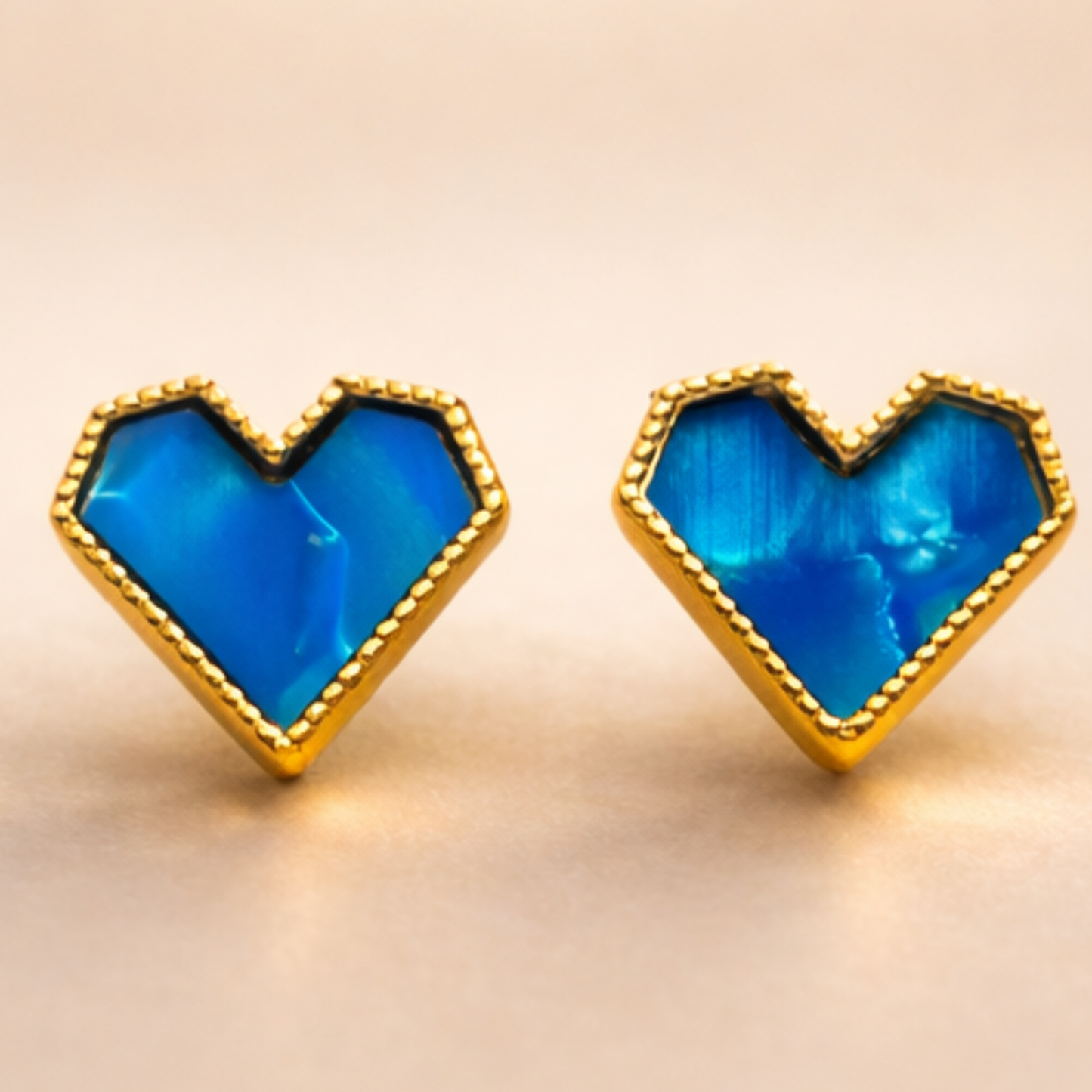 Heart Pearl Enamel Gold Earrings