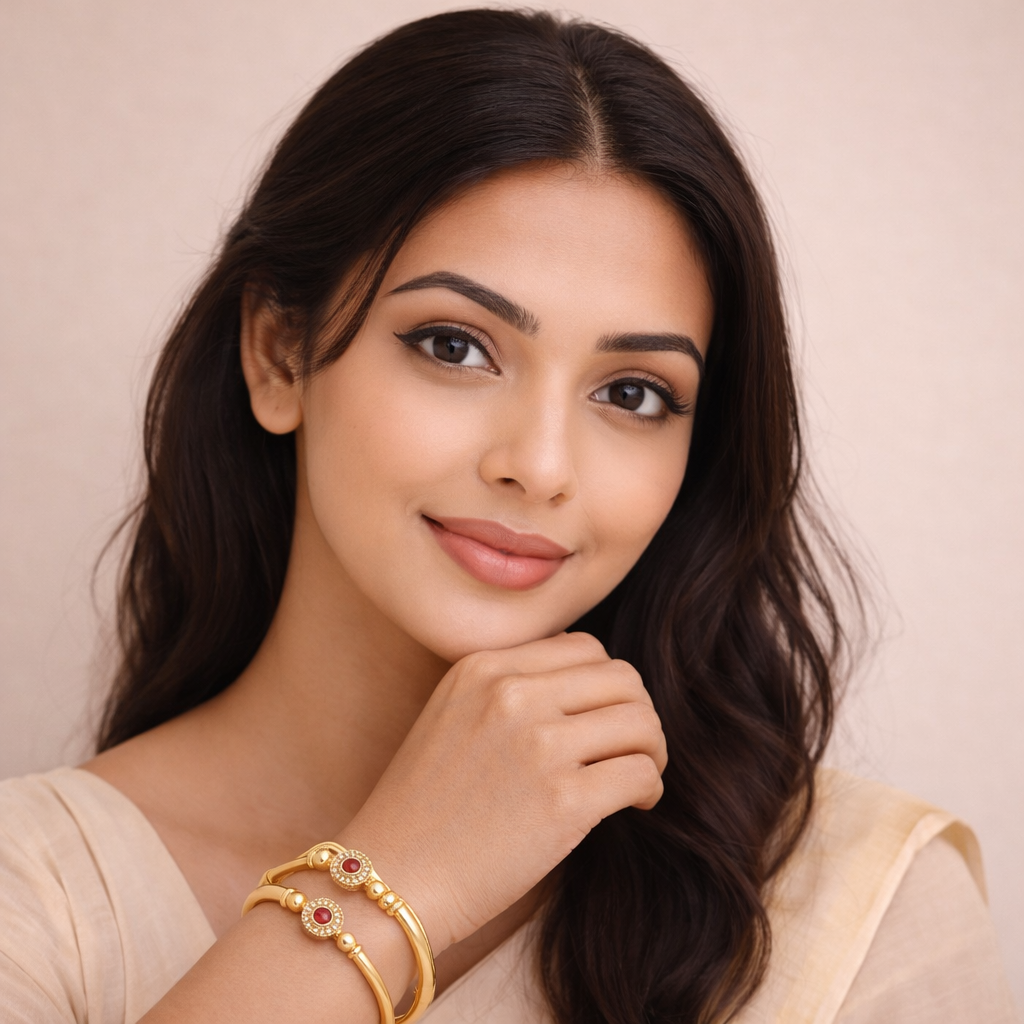 18k Scarlet Spark Anti Tarnish Bangles ( Size2.4, 2.6 ,2.8 )