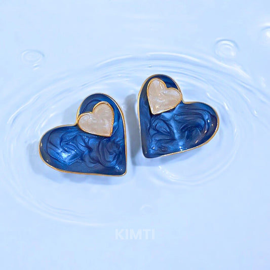 2 in 1 SweetHeart Sparkle Blue Stud Earring
