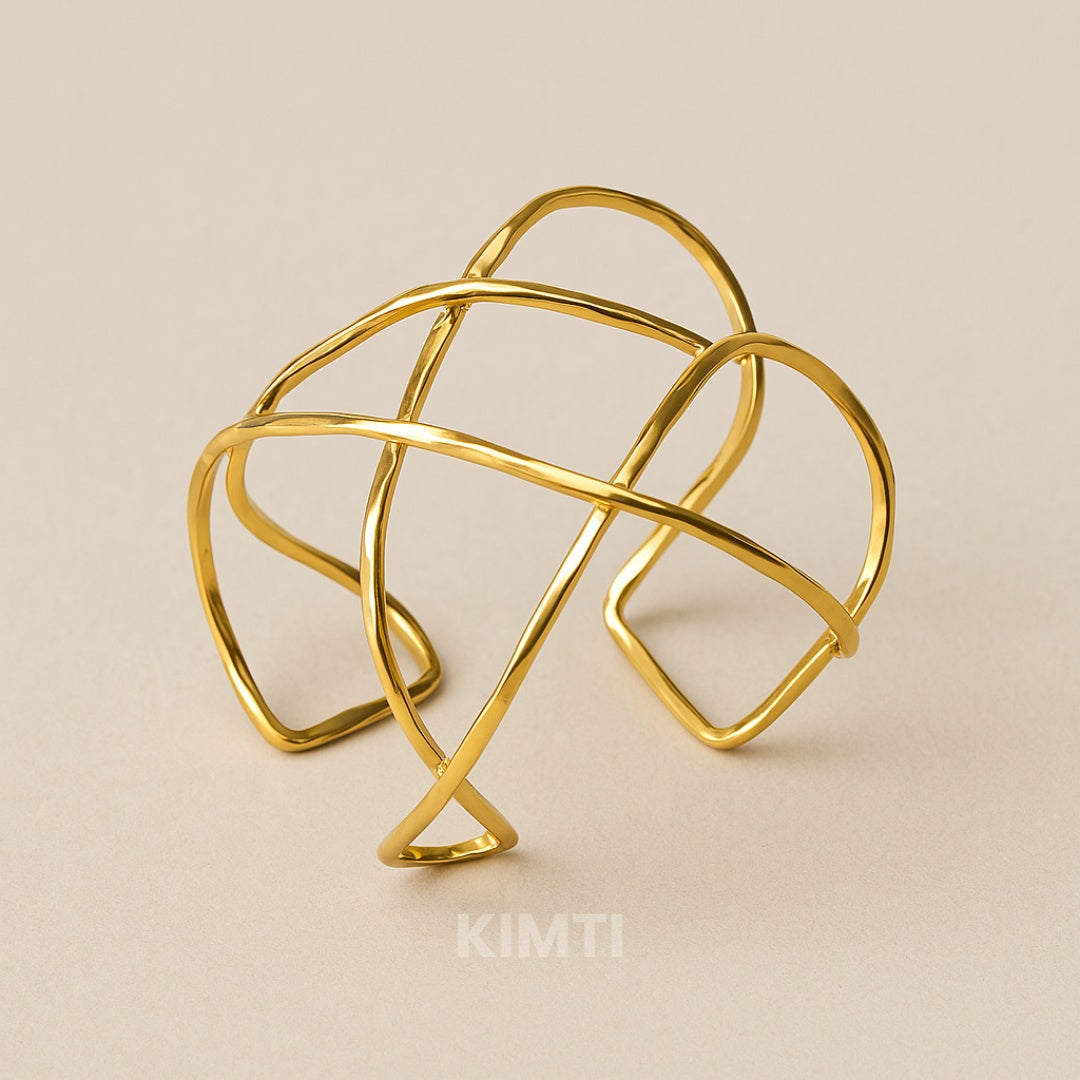 18K Gold Plated Adjustable Anti Tarnish Gold Twisted Bracelet