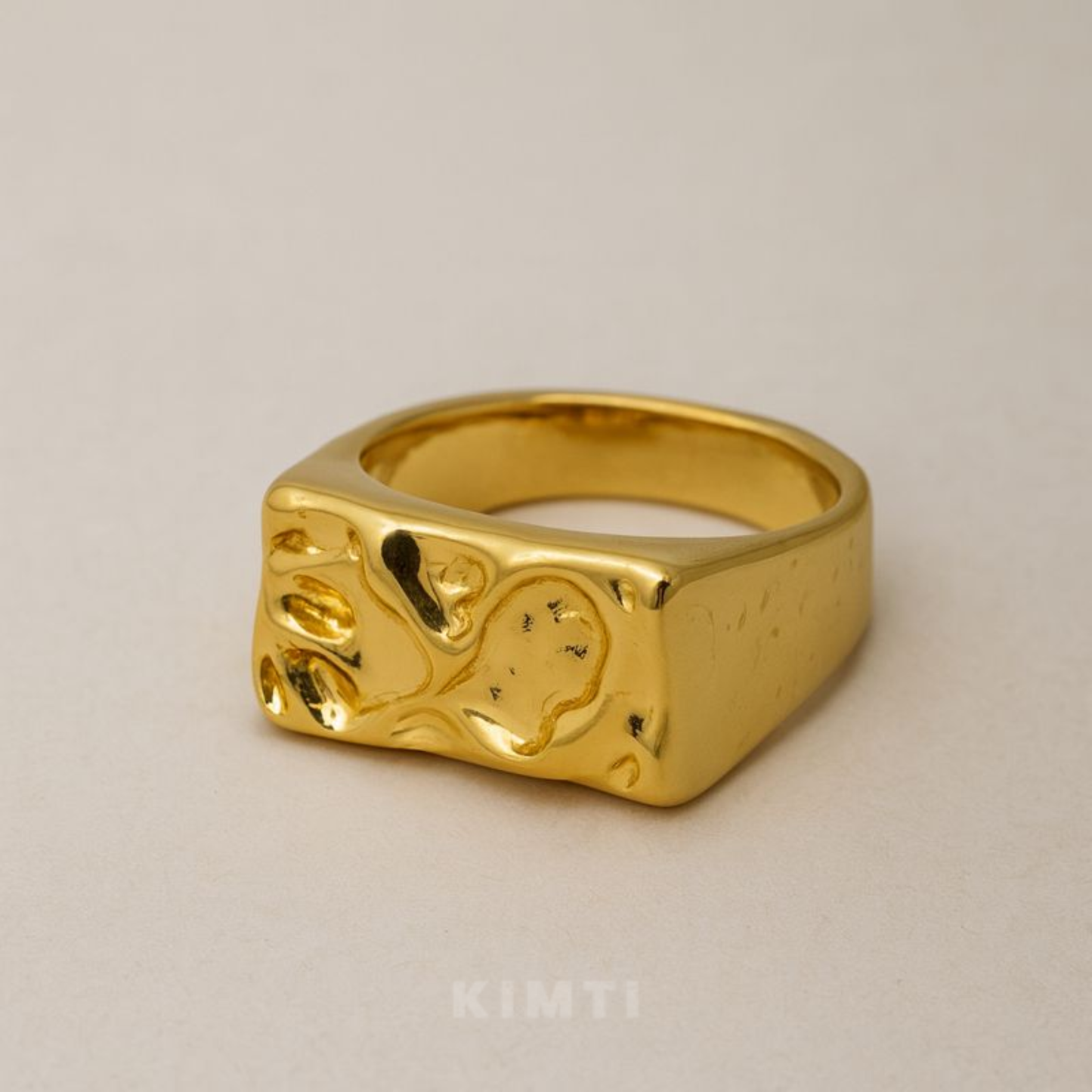 18K Gold Plated Molten Finish Ring
