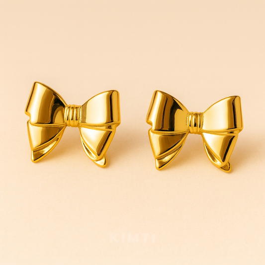 18K Gold Plated Ribbon Luxe Stud Earrings