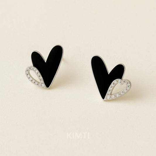 Heart’s Desire Charms Black Stud Earring