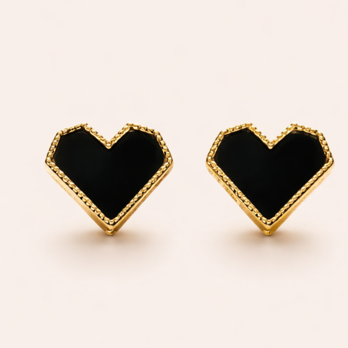 Heart Pearl Enamel Gold Earrings