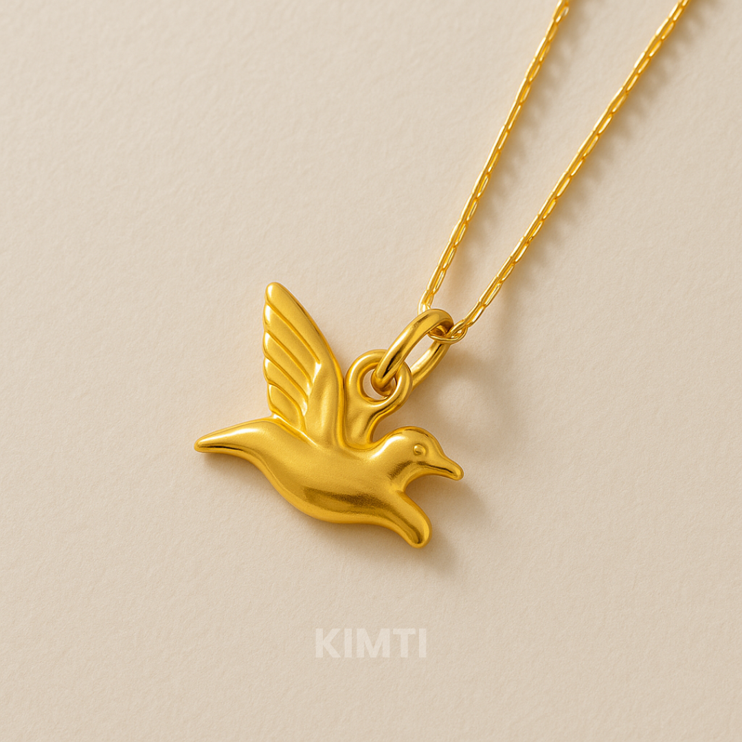 18k Gold Pated Chain With Dove Charm Anti Tarnish Neckalce