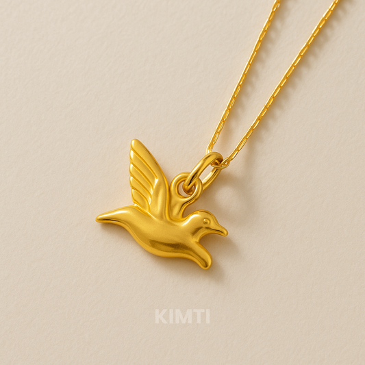 18k Gold Pated Chain With Dove Charm Anti Tarnish Neckalce