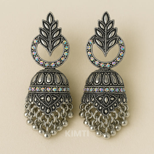 Oxidised Chandbali Jhumka Earring