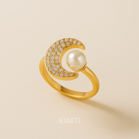 18k Gold Plated moon shape ring