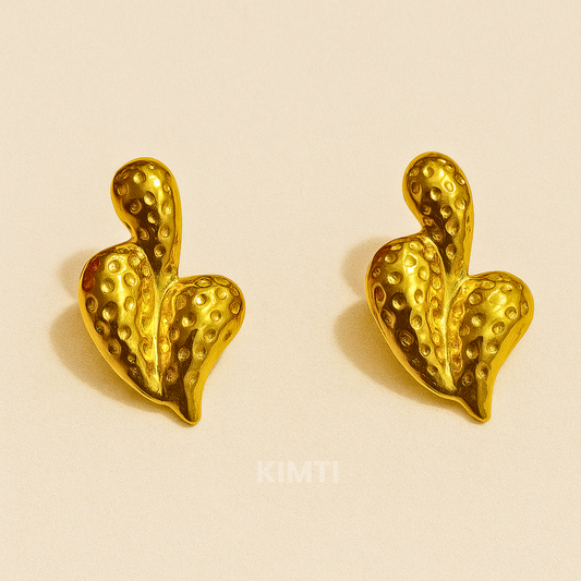 18K Gold Plated Studded Heart  Anti Tarnish Earrings