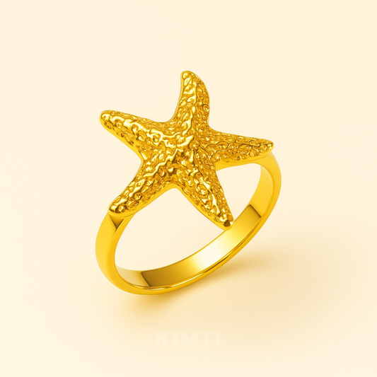 18K Gold-Plated Beach Star Charm Ring