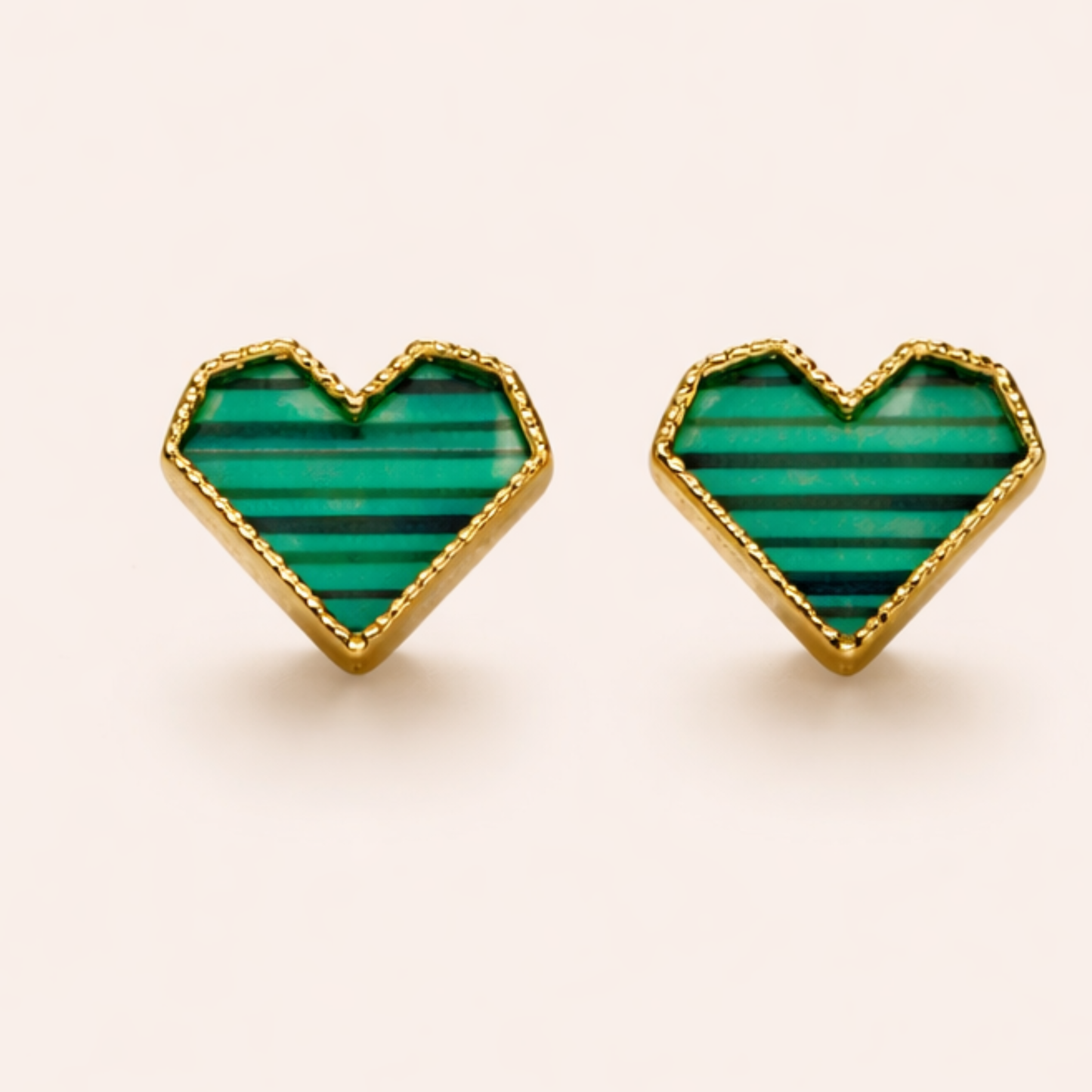 Heart Pearl Enamel Gold Earrings