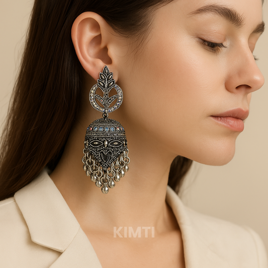 Oxidised Chandbali Jhumka Earring