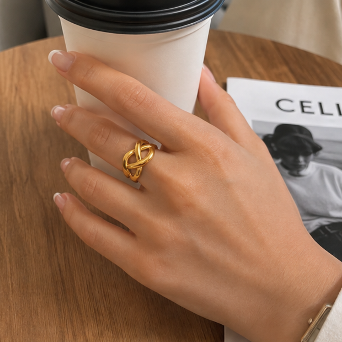 18K Gold Plated Infinity Knot Statement Ring