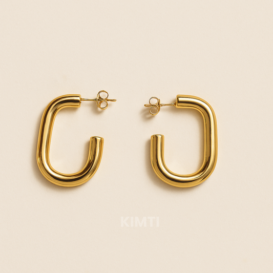 18K Gold Plated Circular Hoop Anti Tarnish Earrings