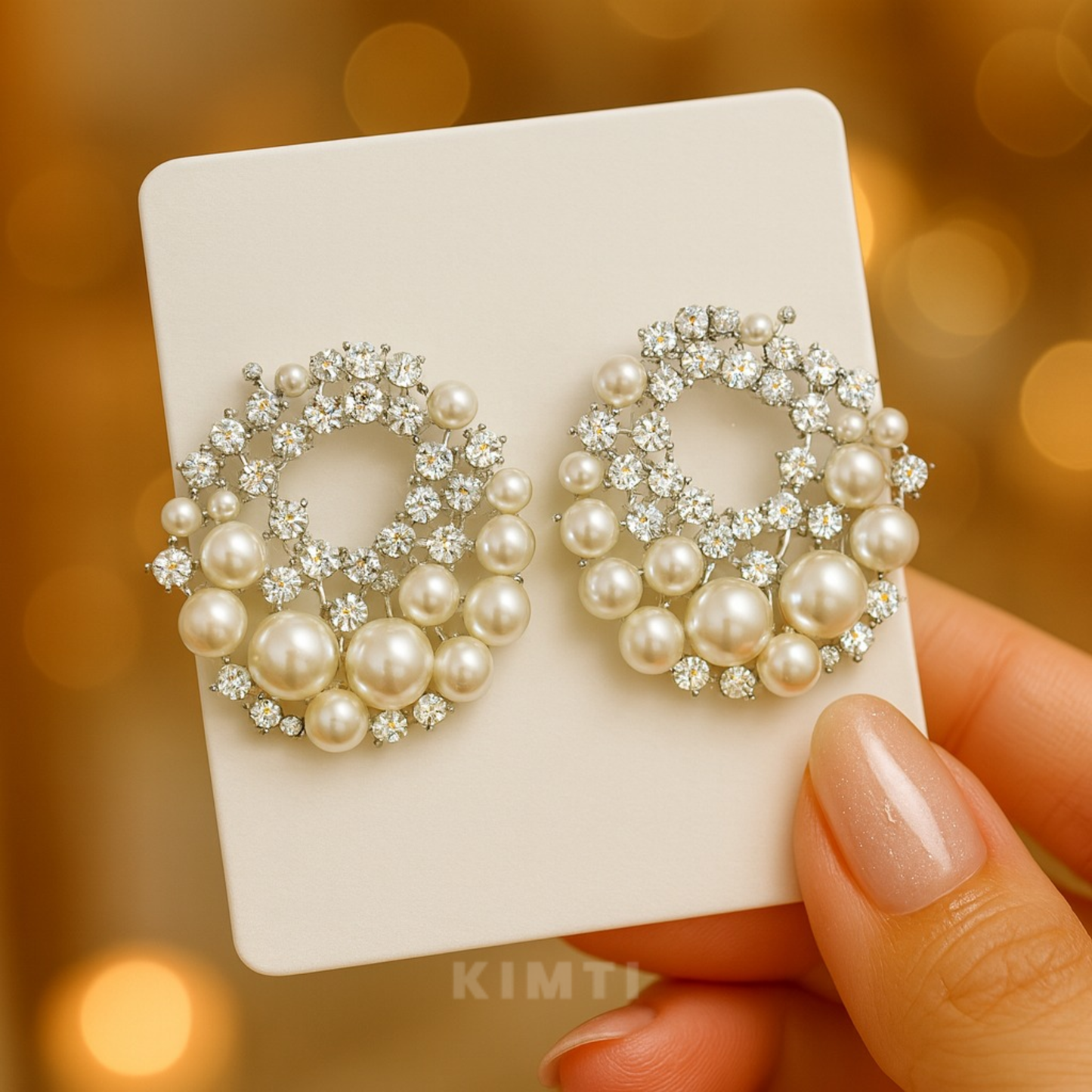 Pearl Cluster Halo Earrings