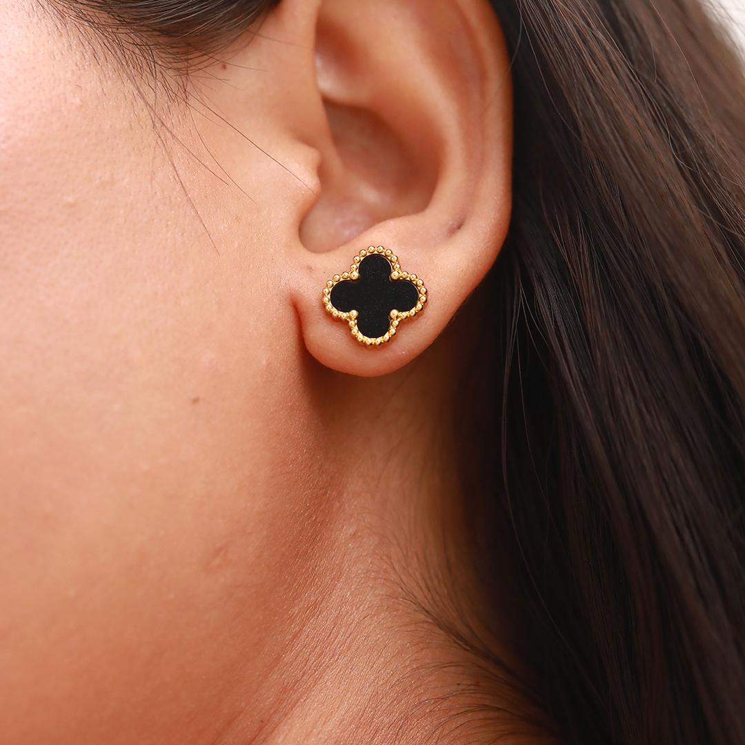 Fortelle 18K Gold Plated Enamel Studs