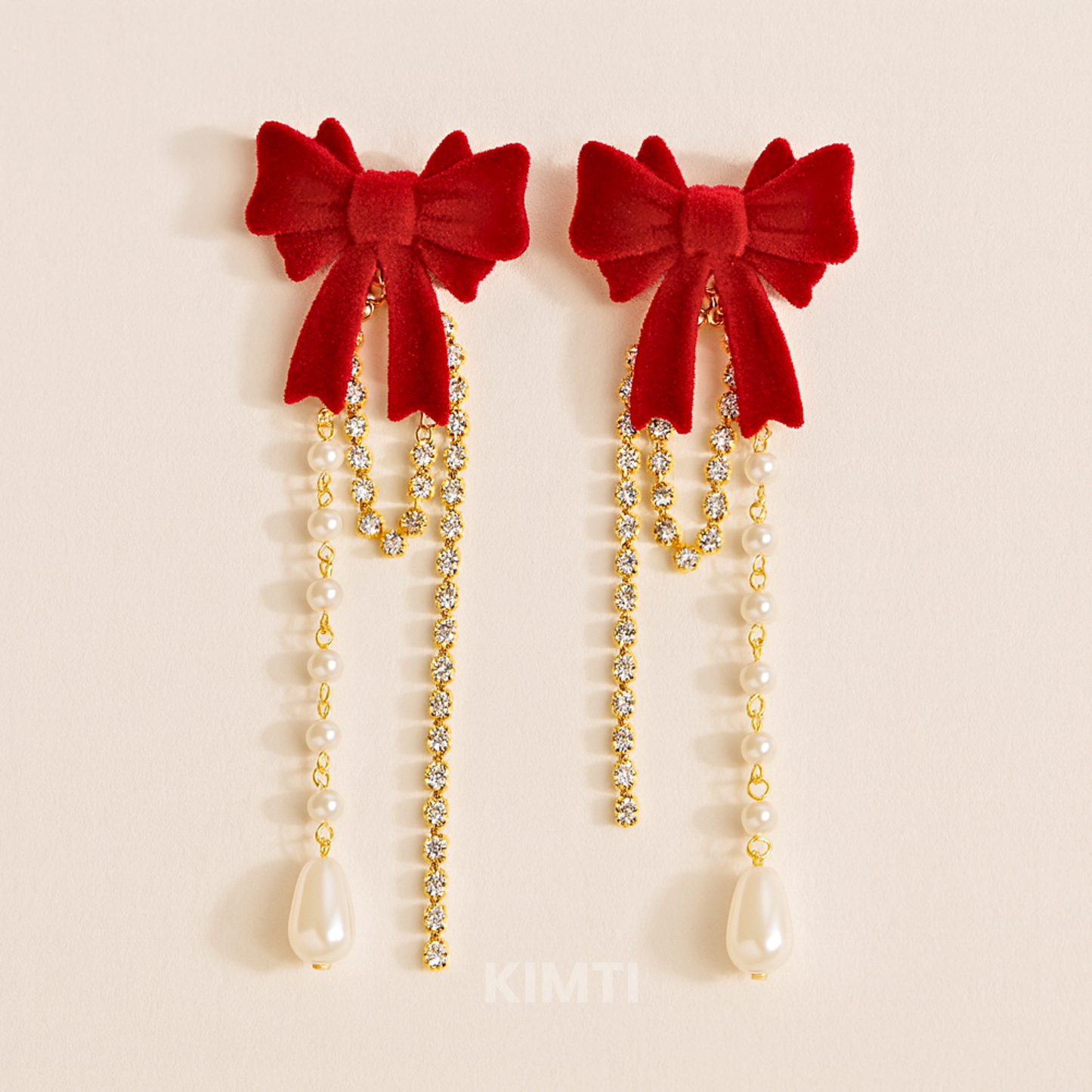 Rouge Ribbon Dangle Earring
