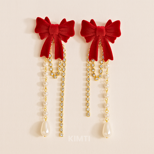 Rouge Ribbon Dangle Earring