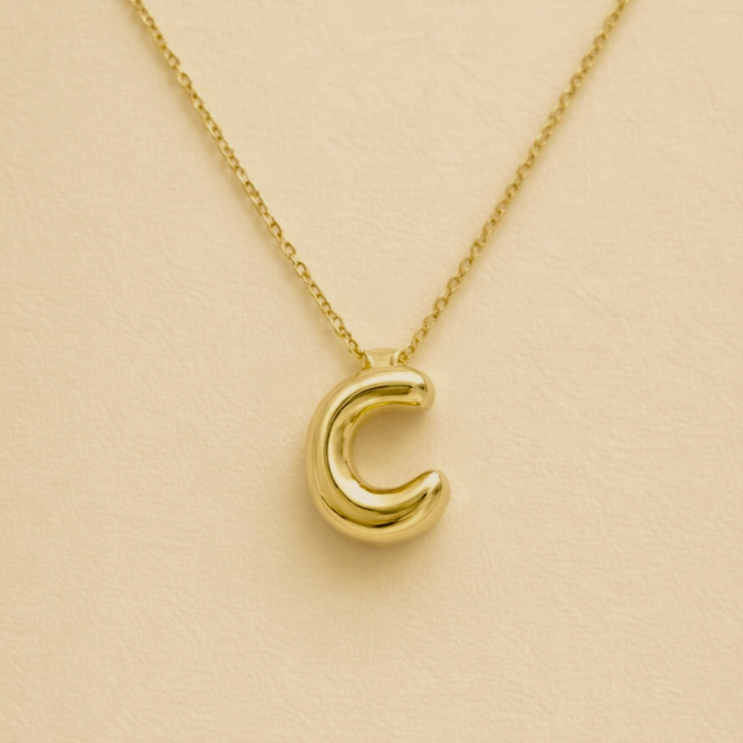18k Gold Plated C Initial Bold Alphabet Necklace