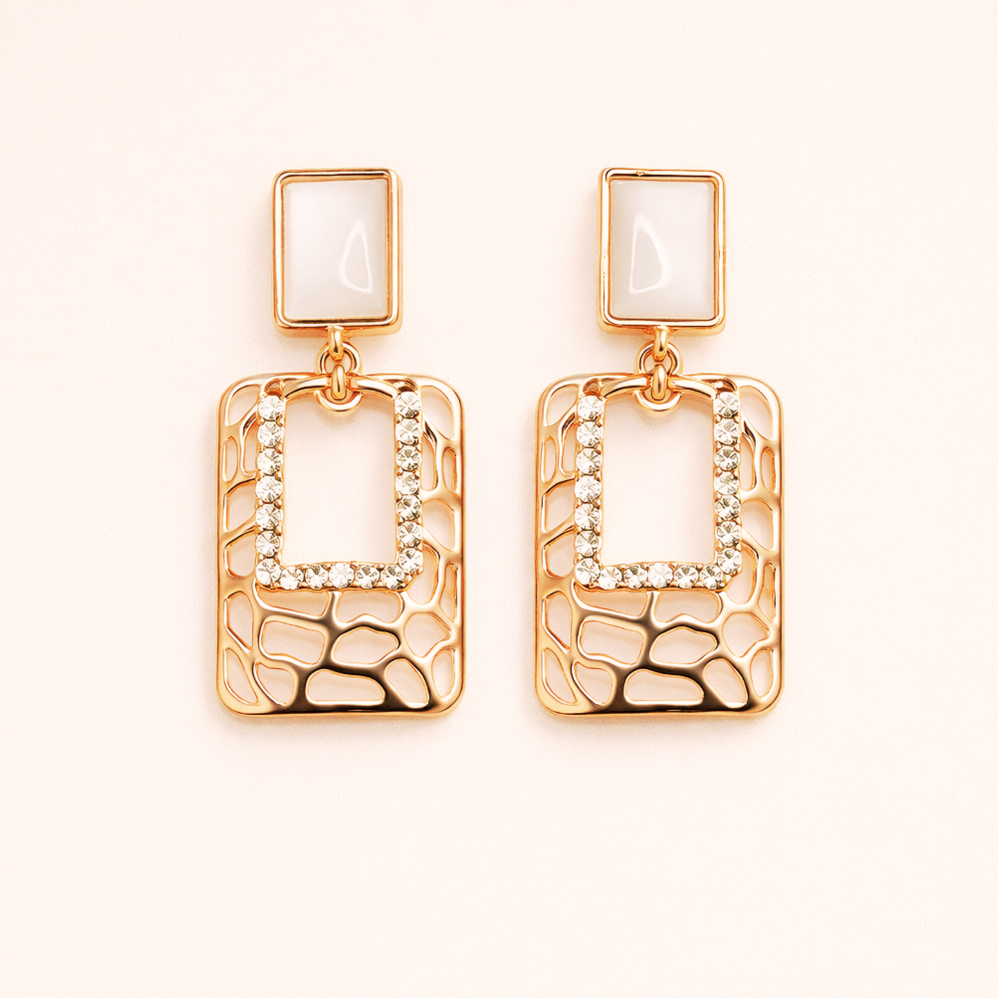 Gold-Toned Contemporary Drop Earrings