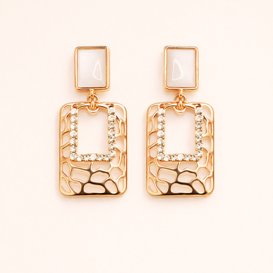 Gold-Toned Contemporary Drop Earrings