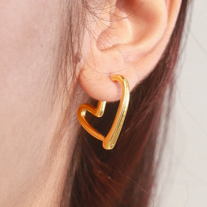 Amorelle 18 K Gold Plated Open Heart Hoops