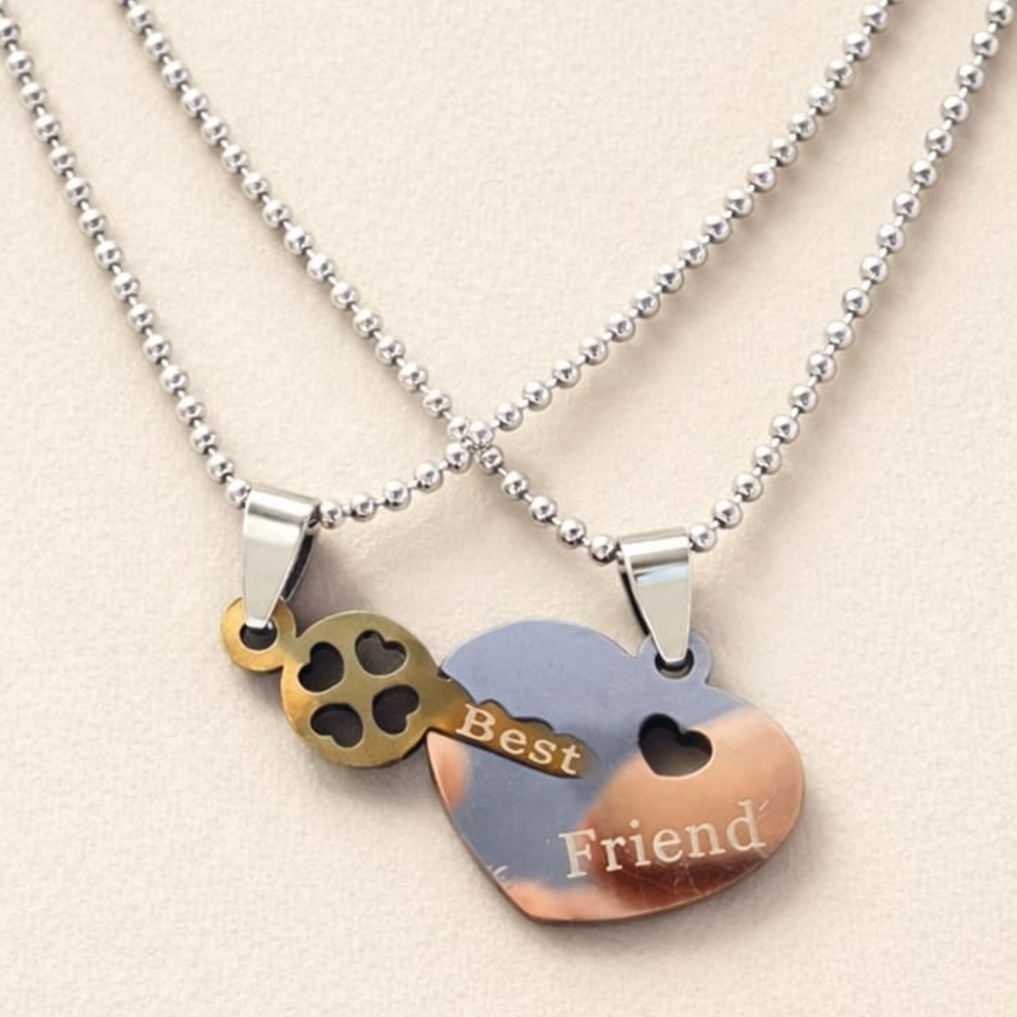 Best Friend Key Heart Matching Necklace