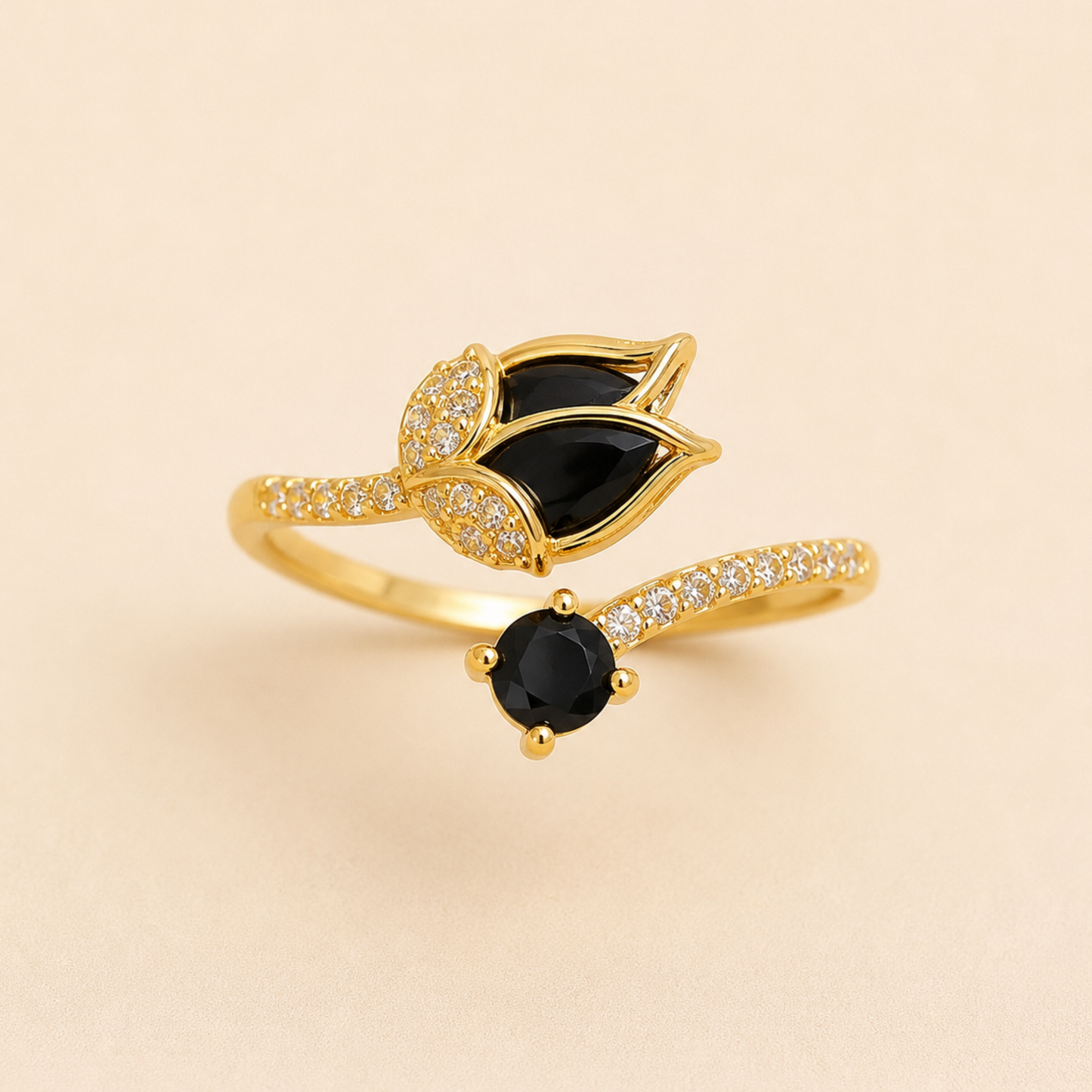 Black Lotus Luxe Adjustable Ring
