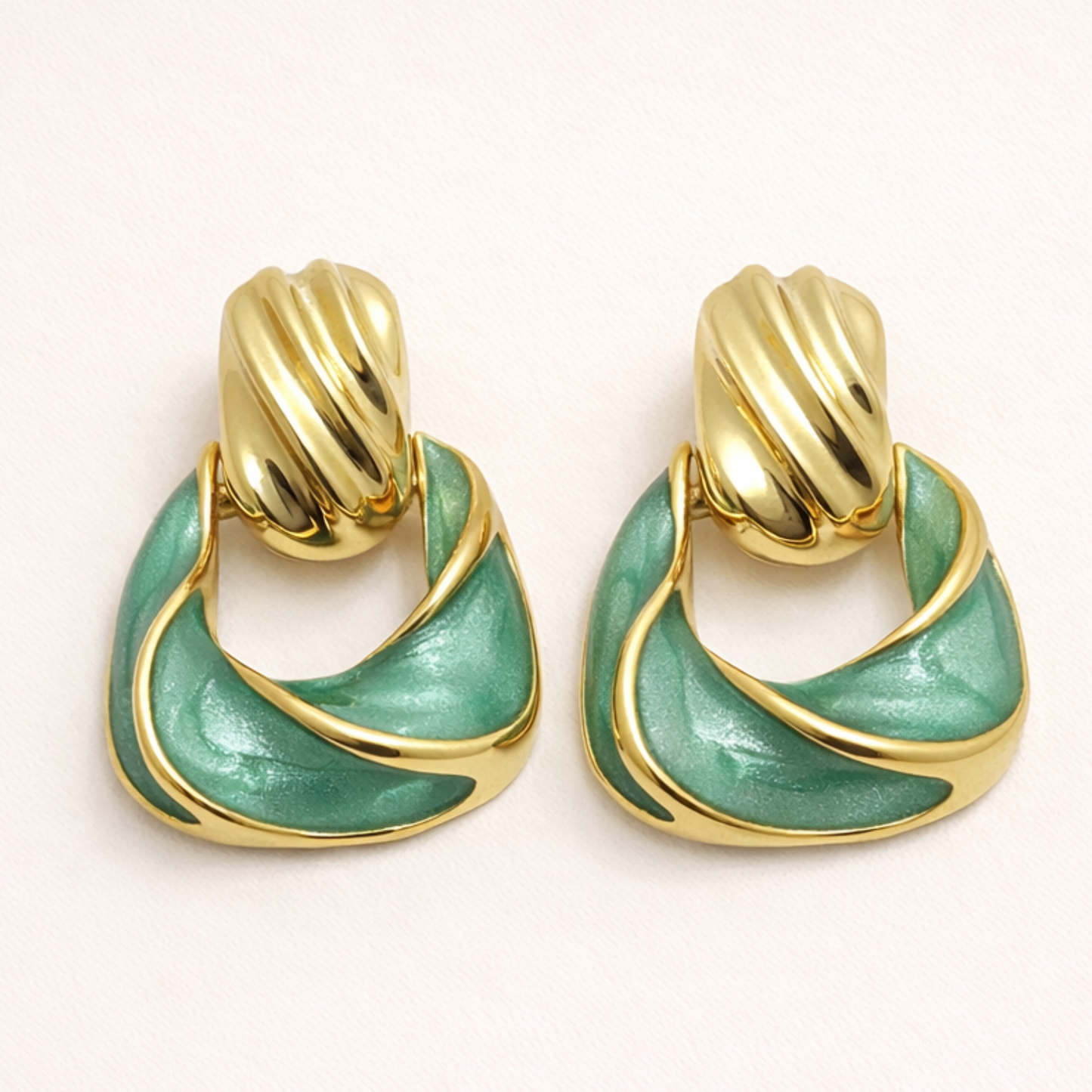 18K Gold Plated Enamel Swirl Drop Earrings