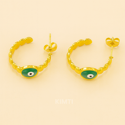 18k Gold Plated Evil Eye Hoop Anti Tarnish Earring