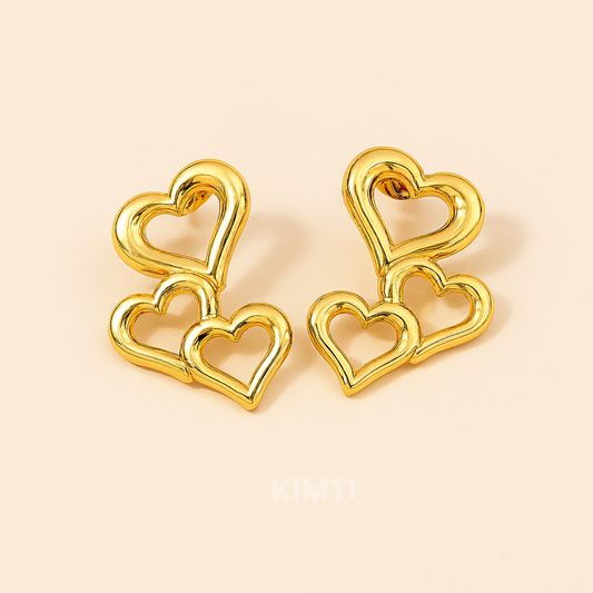 18k Gold Plated Golden Heartfall Earrings