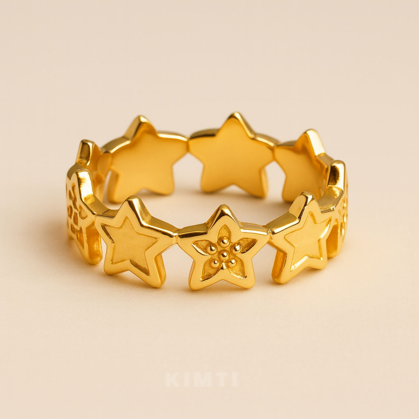 18K Gold Plated Star Linked Ring
