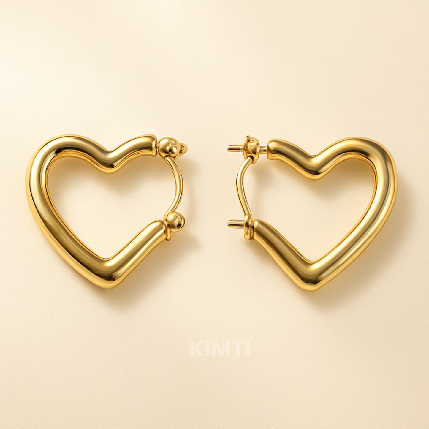 18K Gold Plated Half Heart Hoop Earring