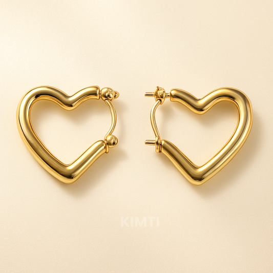 18K Gold Plated Half Heart Hoop Eararing