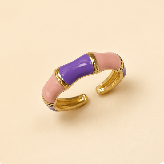 Lilac Luxe Cuff Enamel Adjustable Ring