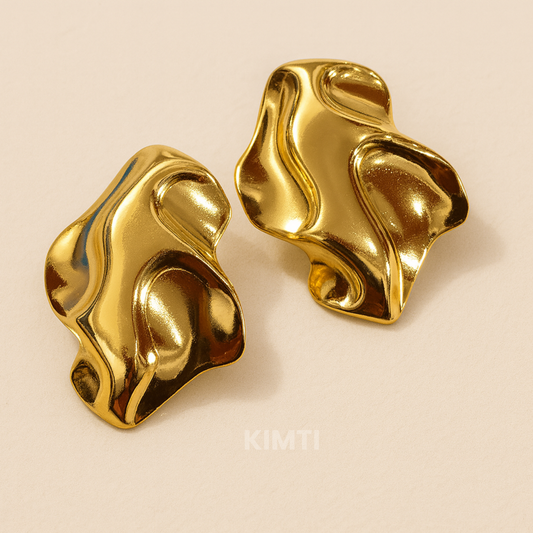 18k Gold Plated Versailles Flow Gold Studs Earring
