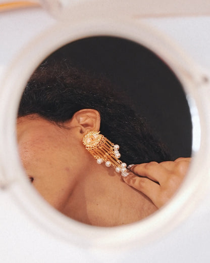 Astraea 18 K Gold Plated Soirée Earrings