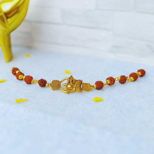 Gold Plated Lord Ganesh Rudraksha Bracelet
