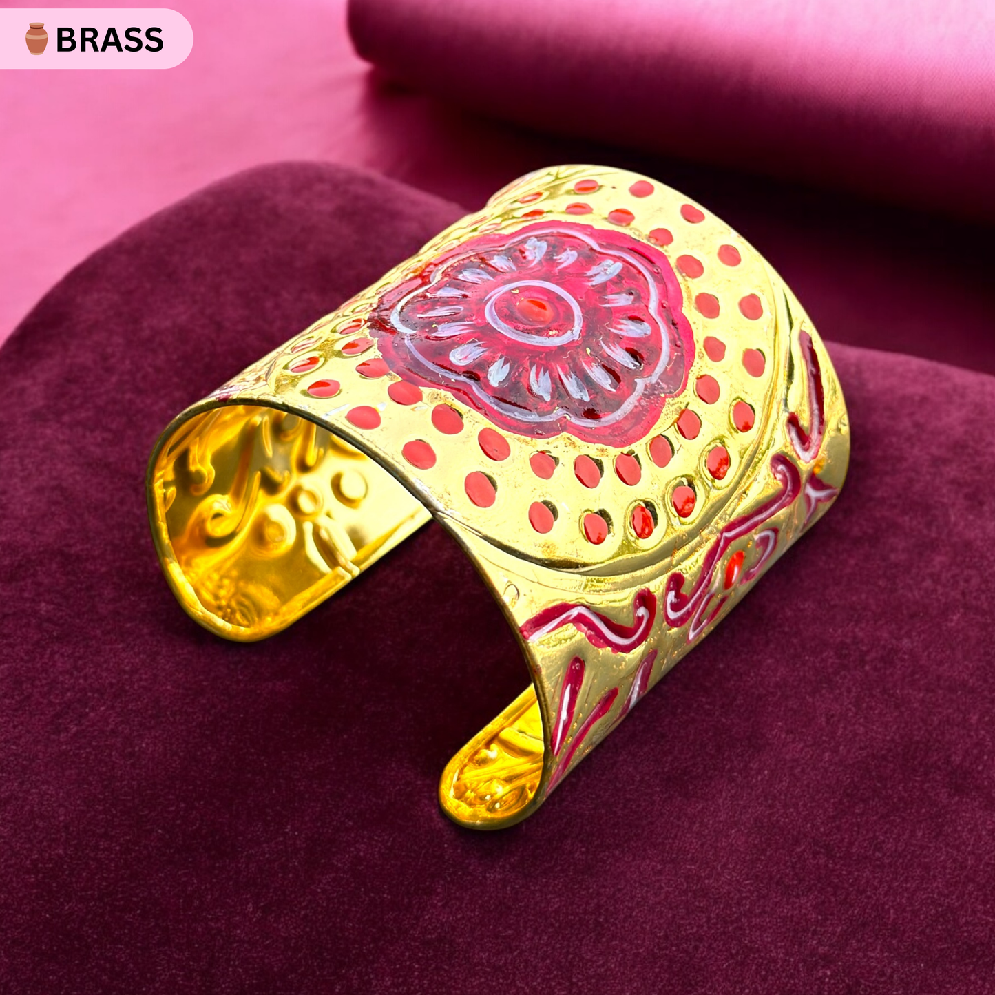 22K Gold Plated Anti Tarnish Brass Pink Bracelet