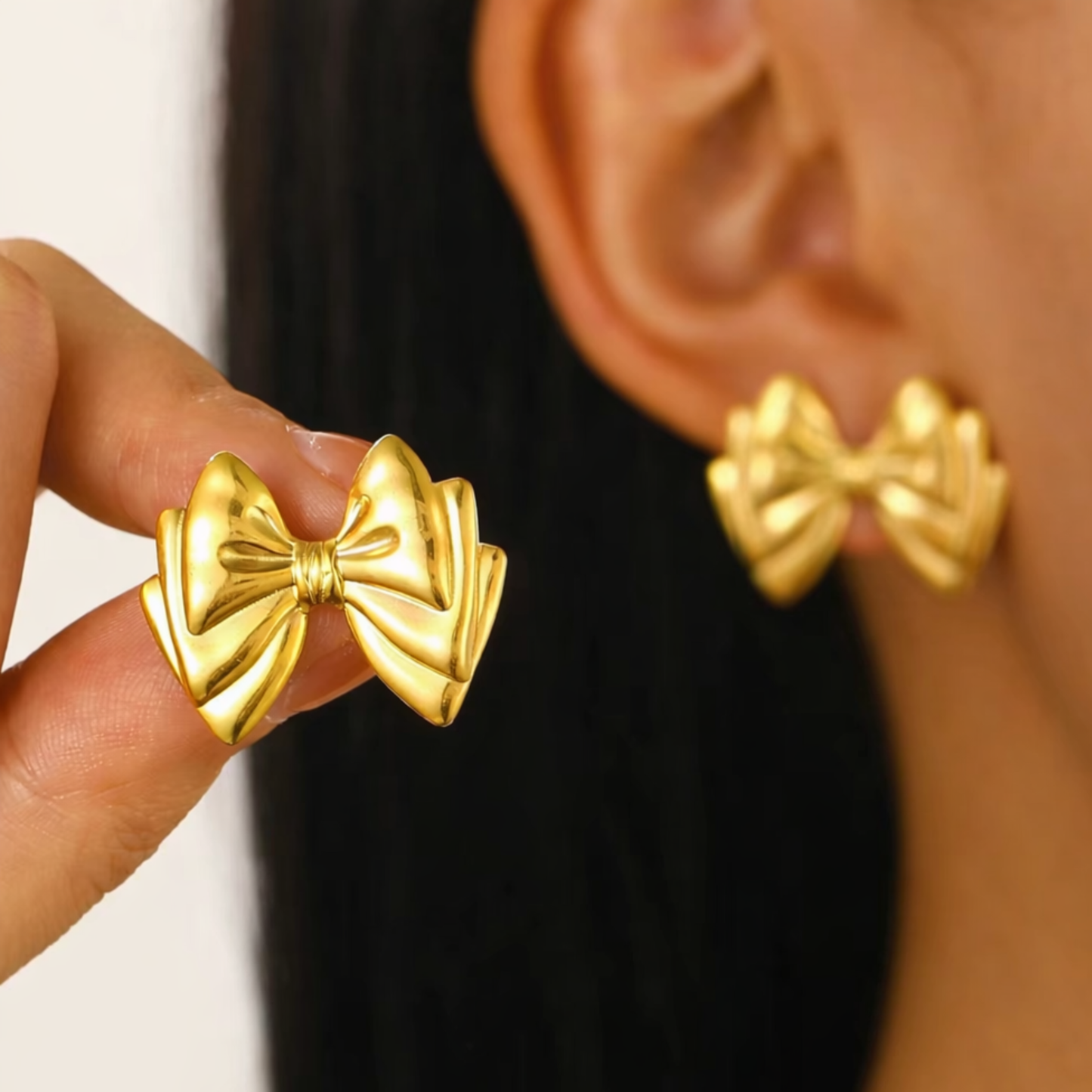 18K Gold Plated Cute Bow Earrings