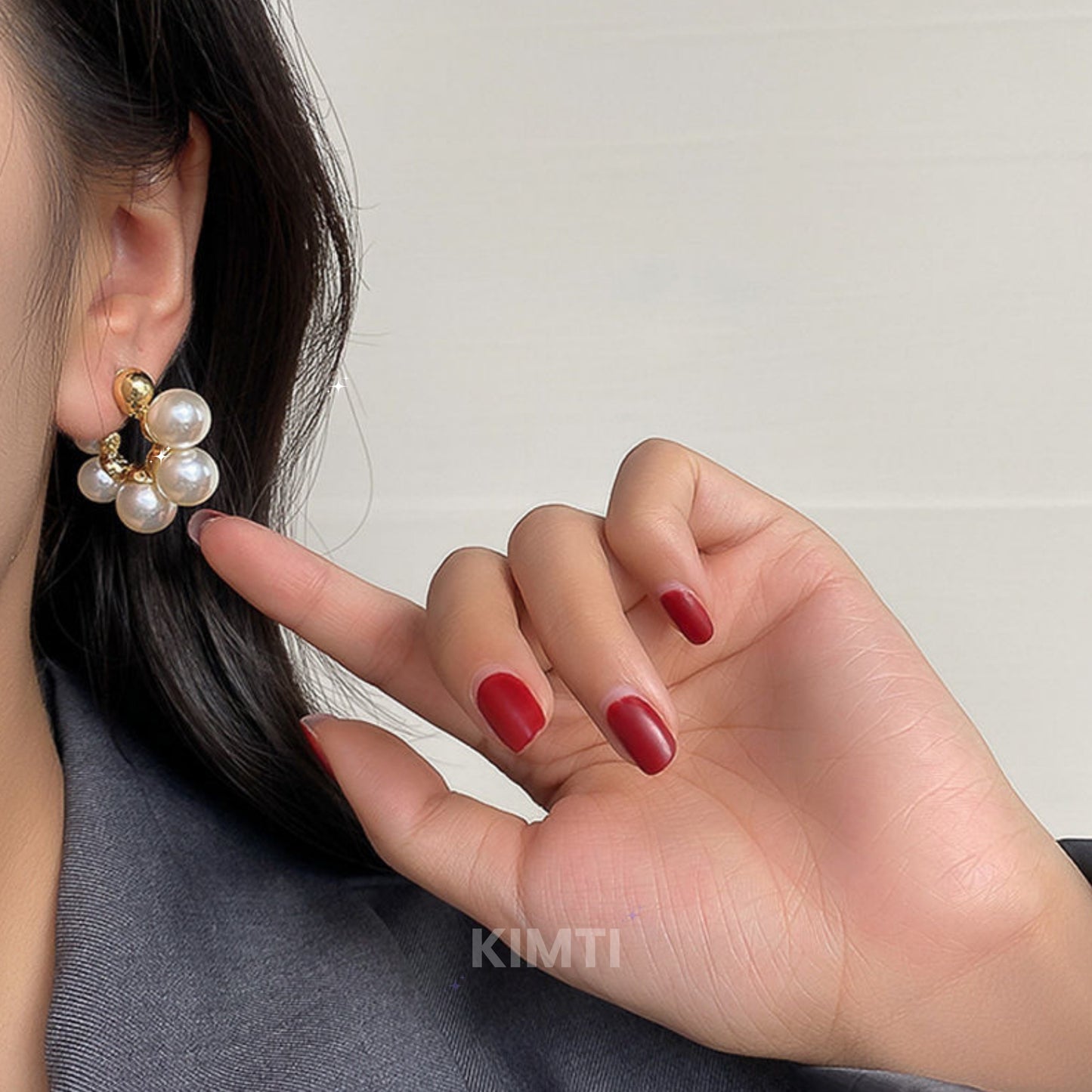 Korean Elegant Pearl Hoop Earring