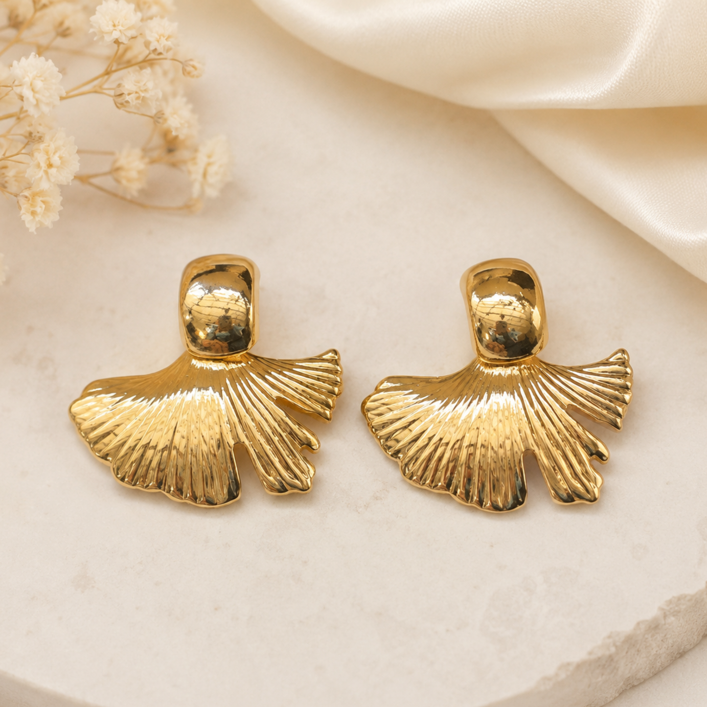 18K Gold Plated Sunburst Gold Drop Earrings