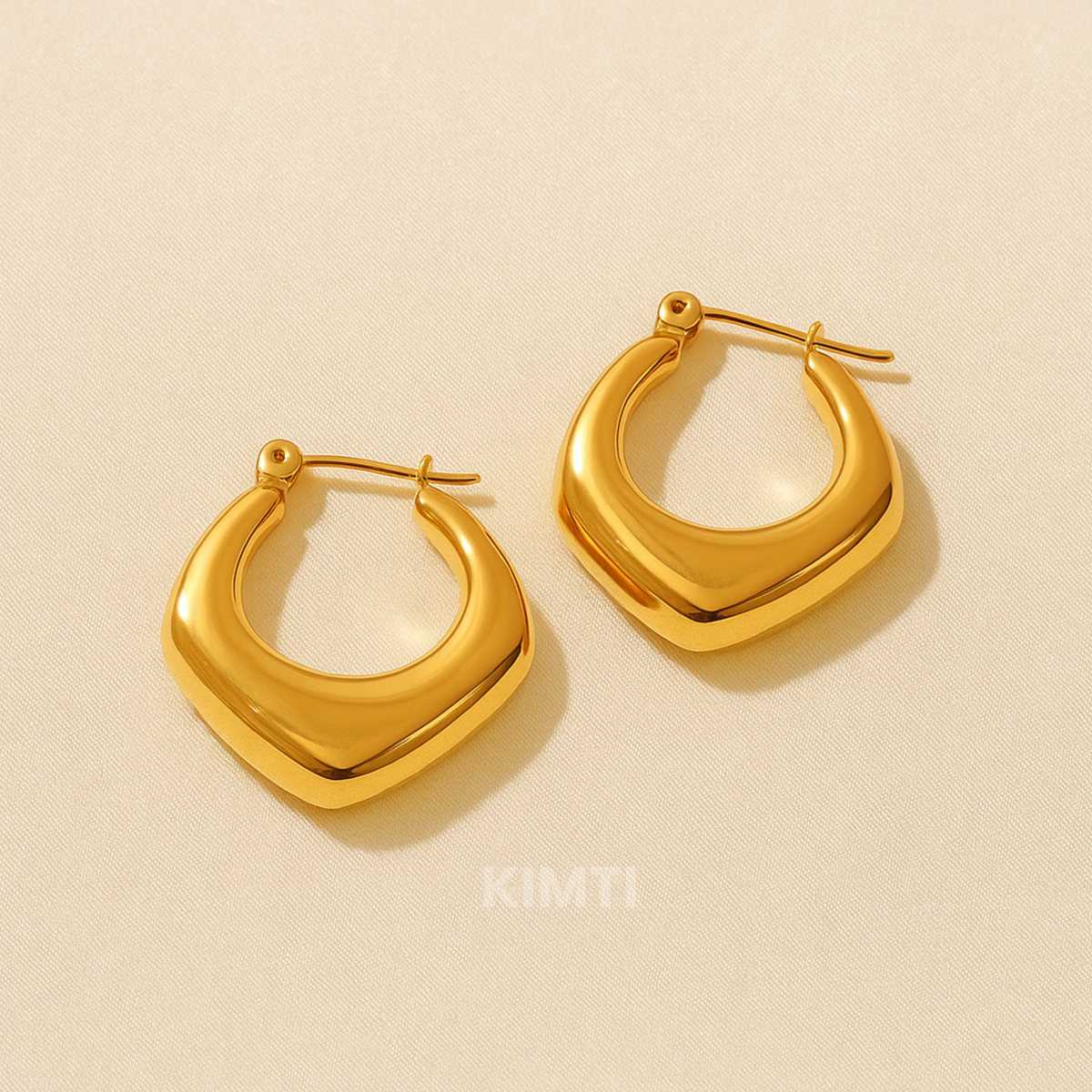 18K Gold Plated V Type Hoop Earring