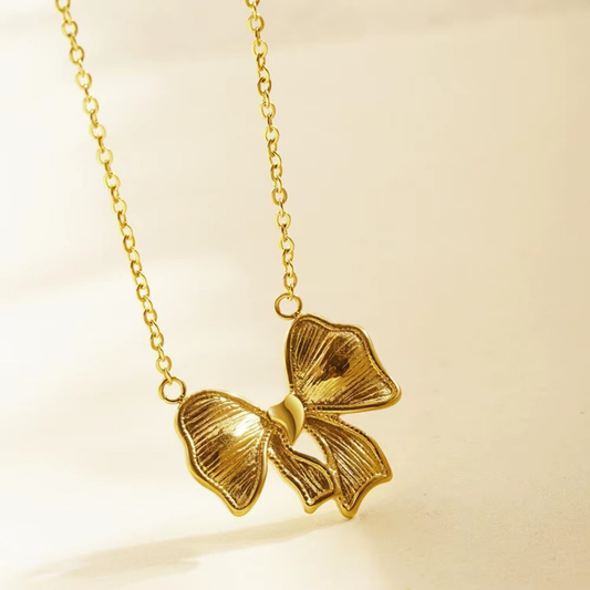 18K Gold Plated Bow  Anti Tarnish Necklace