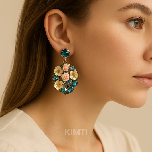 Green Crystal Stone Turkish Earrings