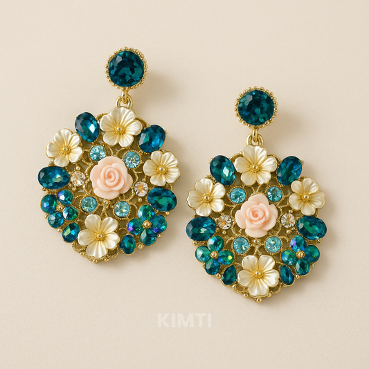 Green Crystal Stone Turkish Earrings